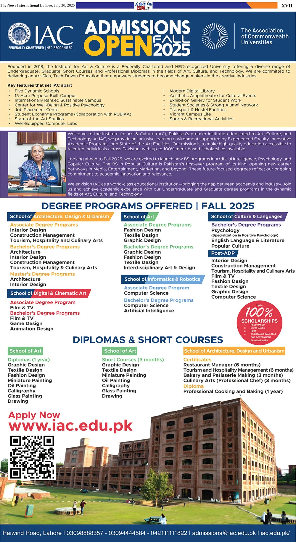 Admission Open in IAC Lahore